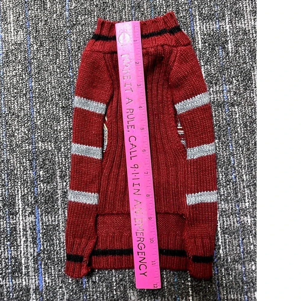 Personalized Dog Named‎ COCO Sweater Lazy Bone Dog Maroon Gray Stripe Size Small